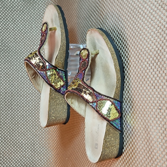 White Mountain Colorful Beaded Women's Sandals Size 8M Comfort Style - Picture 3 of 6